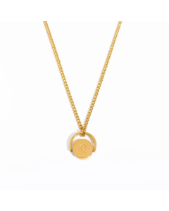 Letter Q Titanium Steel Plating Inlay 18K Gold Plated Pendant Necklace