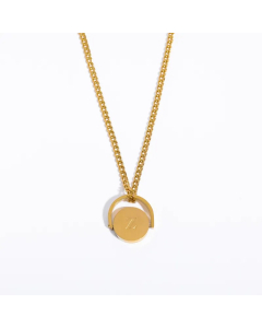 Letter Z Titanium Steel Plating Inlay 18K Gold Plated Pendant Necklace