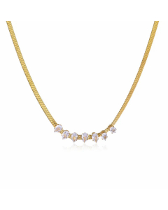 Elegant Water Droplets Titanium Steel Plating Inlay Zircon 18K Gold Plated Necklace