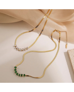 Elegant Water Droplets Titanium Steel Plating Inlay Zircon 18K Gold Plated Necklace
