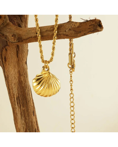 Vacation Shell Stainless Steel Plating 18K Gold Plated Pendant Necklace