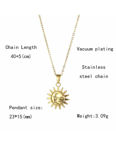 Modern Style Sun Moon Stainless Steel Titanium Steel Plating 18K Gold Plated Gold Plated Pendant Necklace