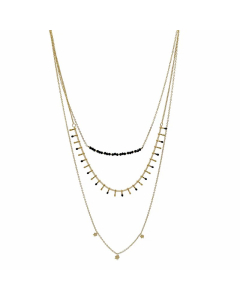 Simple Style Geometric Stainless Steel Inlay Artificial Crystal Gold Plated Layered Necklaces