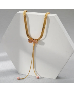 Casual Simple Style Heart Shape Bow Knot Stainless Steel Plating Inlay Zircon 18K Gold Plated Pendant Necklace