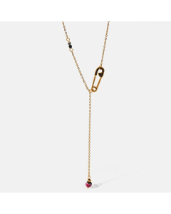 Casual Simple Style Paper Clip Stainless Steel Natural Stone Plating Inlay Zircon 18K Gold Plated Pendant Necklace