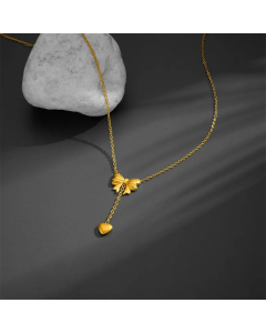 Simple Style Heart Shape Bow Knot Titanium Steel Plating 18K Gold Plated Pendant Necklace
