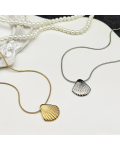 Simple Style Shell Titanium Steel Plating 18K Gold Plated Pendant Necklace_colorza_3