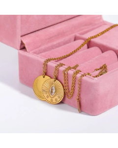 Simple Style Moon Stainless Steel Polishing Zircon 18K Gold Plated Pendant Necklace
