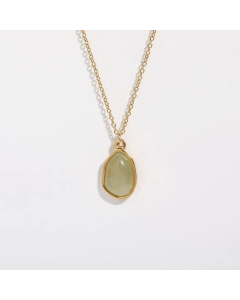Elegant Irregular Stainless Steel Polishing Natural Stone 18K Gold Plated Pendant Necklace