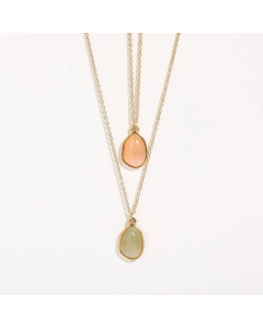 Elegant Irregular Stainless Steel Polishing Natural Stone 18K Gold Plated Pendant Necklace