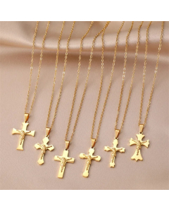 Ethnic Style Simple Style Cross Stainless Steel Plating Pendant Necklace