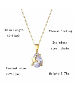 Elegant Star Water Droplets Stainless Steel Titanium Steel Plating Inlay Zircon 18K Gold Plated Gold Plated Pendant Necklace