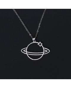 Hip-Hop Planet Titanium Steel Stoving Varnish Pendant Necklace