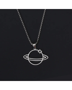 Hip-Hop Planet Titanium Steel Stoving Varnish Pendant Necklace