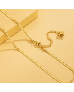 Simple Style Solid Color Stainless Steel Plating 18K Gold Plated Necklace-Gold Color-01