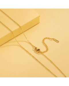 Simple Style Solid Color Stainless Steel Plating 18K Gold Plated Necklace-Gold Color-02