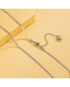 Simple Style Solid Color Stainless Steel Plating 18K Gold Plated Necklace-Steel Color-01