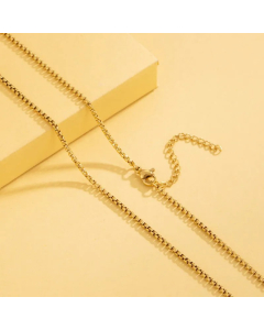 Simple Style Solid Color Stainless Steel Plating 18K Gold Plated Necklace-Gold Color-03