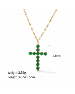 Modern Style Cross Stainless Steel Plating Inlay Pearl Stone 18K Gold Plated Pendant Necklace