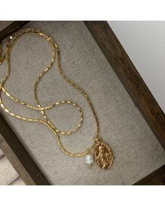 Retro Geometric Titanium Steel Plating 24K Gold Plated Necklace