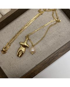 Retro Geometric Titanium Steel Plating 24K Gold Plated Necklace