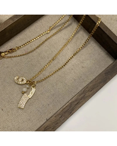 Retro Geometric Titanium Steel Plating 24K Gold Plated Necklace