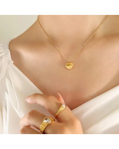 Wholesale Stainless Steel Necklace Heart Shape Plating 18K Gold Plated Pendant Necklace-Gold Color-01
