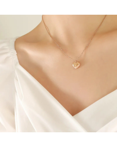 Wholesale Stainless Steel Necklace Heart Shape Plating 18K Gold Plated Pendant Necklace-Rose Gold Color-01