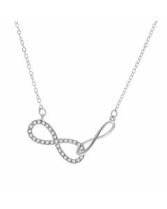 Wholesale Stainless Steel Necklace Cross Infinity Heart Shape Hollow Out Inlay Crystal Rhinestones Zircon Necklace-Steel Color-03