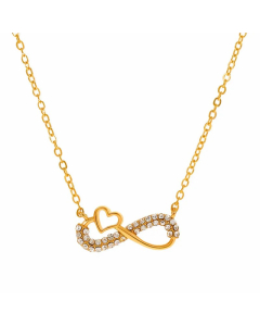 Wholesale Stainless Steel Necklace Cross Infinity Heart Shape Hollow Out Inlay Crystal Rhinestones Zircon Necklace-Gold Color-05