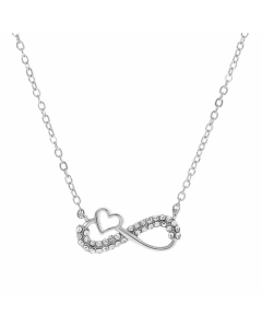 Wholesale Stainless Steel Necklace Cross Infinity Heart Shape Hollow Out Inlay Crystal Rhinestones Zircon Necklace-Steel Color-05
