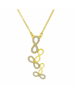 Wholesale Stainless Steel Necklace Cross Infinity Heart Shape Hollow Out Inlay Crystal Rhinestones Zircon Necklace-Gold Color-06