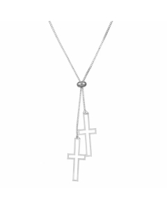 Wholesale Stainless Steel Necklace Cross Infinity Heart Shape Hollow Out Inlay Crystal Rhinestones Zircon Necklace-Steel Color-10