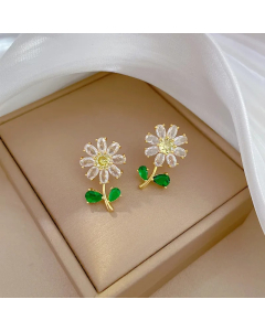 Sweet Flower Titanium Steel Copper Inlay Zircon Pendant Necklace