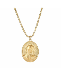 Vintage Style Portrait Oval Stainless Steel Plating Pendant Necklace