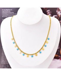 Retro Star Moon Heart Shape Titanium Steel Epoxy Plating Necklace