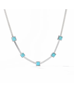 Retro Square Titanium Steel Plating Inlay Turquoise 18K Gold Plated Necklace