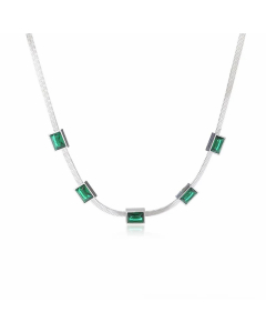 Commute Square Titanium Steel Plating Inlay Zircon 18K Gold Plated Necklace