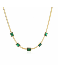 Simple Style Square Titanium Steel Plating Inlay Zircon 18K Gold Plated Necklace