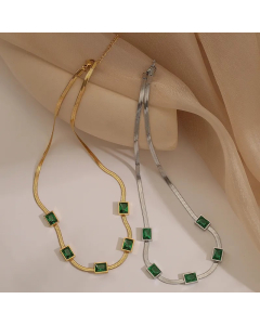 Simple Style Commute Square Titanium Steel Plating Inlay Zircon 18K Gold Plated Necklace_colorza_3
