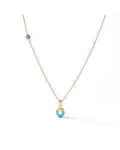 Simple Style Commute Circle Eye Titanium Steel Plating Inlay Turquoise 18K Gold Plated Pendant Necklace