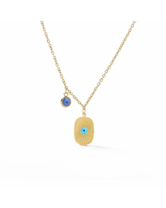 Simple Style Commute Circle Eye Titanium Steel Plating Inlay Turquoise 18K Gold Plated Pendant Necklace