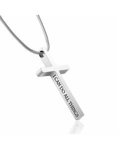 Simple Style Streetwear Cross Letter Stainless Steel Plating Carving Pendant Necklace Long Necklace