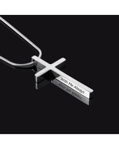 Simple Style Streetwear Cross Letter Stainless Steel Plating Carving Pendant Necklace Long Necklace