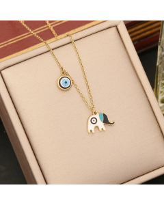 Simple Style Commute Animal Devil'S Eye Heart Shape Stainless Steel Enamel Inlay Shell Zircon Pendant Necklace