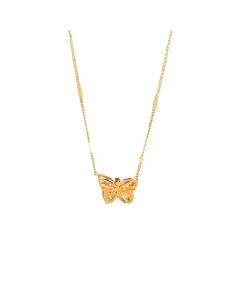 Simple Style Butterfly Titanium Steel Inlay Zircon Pendant Necklace