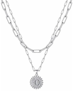 Simple Style Letter D Stainless Steel Plating Layered Necklaces