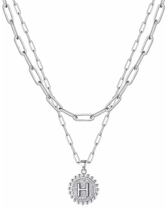 Simple Style Letter H Stainless Steel Plating Layered Necklaces