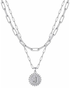 Simple Style Letter J Stainless Steel Plating Layered Necklaces