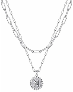 Simple Style Letter N Stainless Steel Plating Layered Necklaces